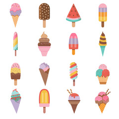 Summer Ice Cream Icons in Flat Design