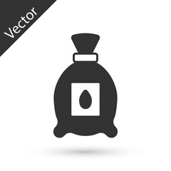 Grey Pack full of seeds of a specific plant icon isolated on white background. Vector