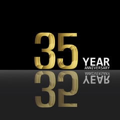 35 Years Anniversary Celebration Gold Black Background Color Vector Template Design Illustration