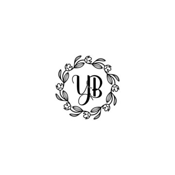 recommend clip art: YB initial letters Wedding monogram logos, hand drawn modern minimalistic and frame floral templates