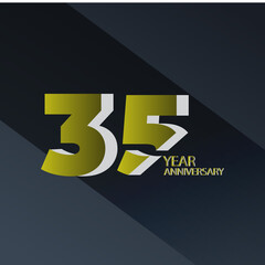 35 Years Anniversary Celebration Gold Black Background Color Vector Template Design Illustration