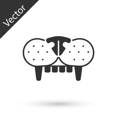 Grey Cat tooth icon isolated on white background. Vector