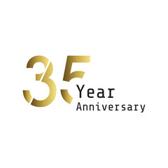 35 Years Anniversary Celebration Gold Color Vector Template Design Illustration