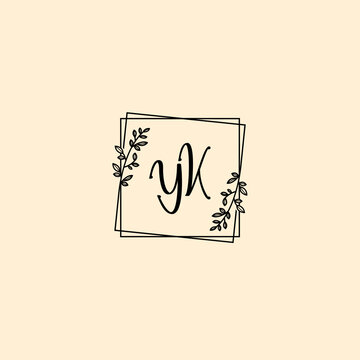 recommend clip art: YK initial letters Wedding monogram logos, hand drawn modern minimalistic and frame floral templates