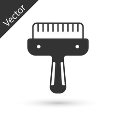 Grey Hair brush for dog and cat icon isolated on white background. Brush for animal fur. Pet accessory. Vector