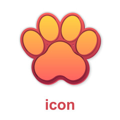 Obraz premium Gold Paw print icon isolated on white background. Dog or cat paw print. Animal track. Vector