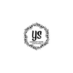 YS initial letters Wedding monogram logos, hand drawn modern minimalistic and frame floral templates