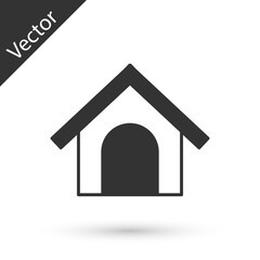 Grey Dog house icon isolated on white background. Dog kennel. Vector