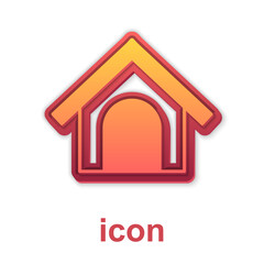 Gold Dog house icon isolated on white background. Dog kennel. Vector
