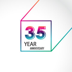 35 Years Anniversary Celebration Rainbow Color Vector Template Design Illustration