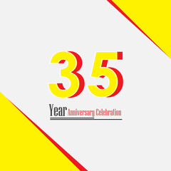 35 Years Anniversary Celebration Yellow Color Vector Template Design Illustration