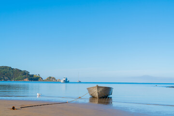 Beautiful blue sky and water at Mulberry Grove Beach on Great Barrier.