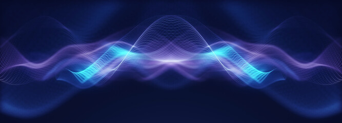 Blue light wave of energy with elegant lines