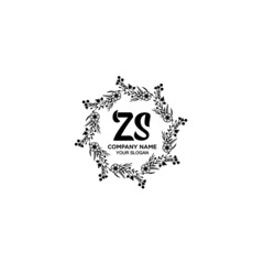 ZS initial letters Wedding monogram logos, hand drawn modern minimalistic and frame floral templates