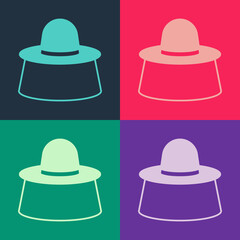 Pop art Beekeeper with protect hat icon isolated on color background. Special protective uniform. Vector