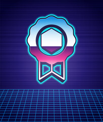Retro style Honey award icon isolated futuristic landscape background. Honey medal. 80s fashion party. Vector