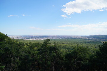 Obraz premium View of the city of Antalya, which is a tourism center, Varsak district and forest area. Turkey