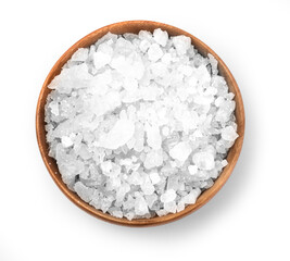 salt at wooden bowl