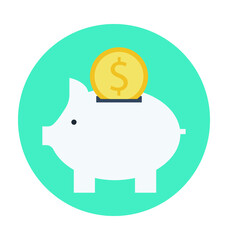 Piggy Bank Colored Vector Illustration
