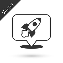 Grey Rocket ship icon isolated on white background. Space travel. Vector