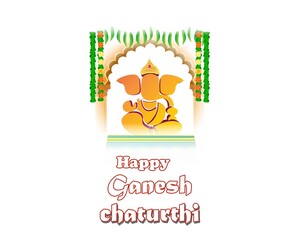 Fototapeta premium VECTOR ILLUSTRATION FOR INDIAN LORD GANESHA FESTIVAL HAPPY GANESHA CHATURTHI MEANS 