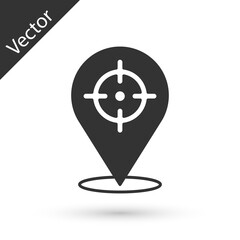 Grey Target financial goal concept icon isolated on white background. Symbolic goals achievement, success. Vector
