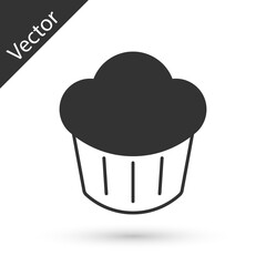 Grey Cupcake icon isolated on white background. Vector