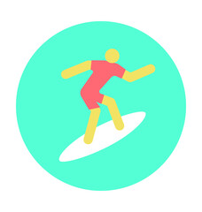 Water Skiing Colored Vector Icon