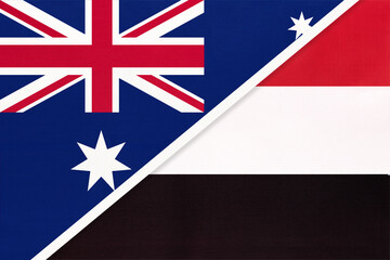 Australia and Yemen, symbol of national flags from textile.