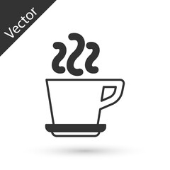 Grey Coffee cup icon isolated on white background. Tea cup. Hot drink coffee. Vector