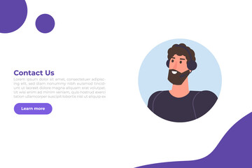 Contact us landing page template. Vector illustration.