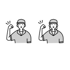 ガッツのある作業服着た人イラスト素材