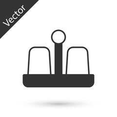 Grey Salt and pepper icon isolated on white background. Cooking spices. Vector