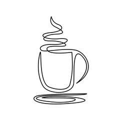 continous line drawing coffee symbol for coffee shop symbol design