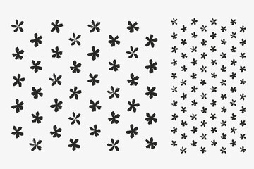 Hand drawing simple floral seamless pattern illustration. Black on white.