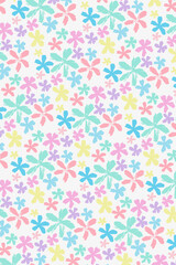 Colourful simple pastel floral pattern for fabric, textile, interior, fashion. Seamless vector