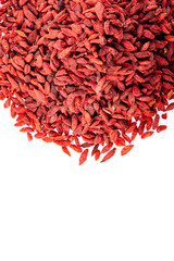 Heap of Goji berries on a white background. Pile of goji berries isolated on a white background.