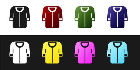 Set Baseball t-shirt icon isolated on black and white background. Baseball jersey, sport uniform, raglan t-shirt sport. Vector