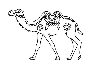 Camel is a coloring book for a children's magazine. Coloring book for relaxation of adults.