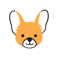 Cute chihuahua face. Dog head icon. Hand drawn isolated vector illustration in doodle style on white background