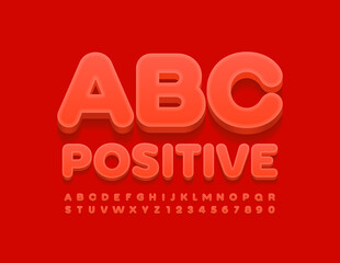 Vector Positive Alphabet. Red modern Font. Bright stylish Letters and Numbers set