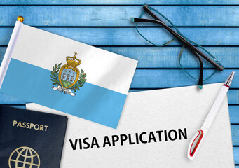 Visa application form and flag of San Marino