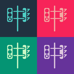 Pop art Traffic light icon isolated on color background. Vector