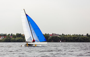 Sailboat.sailboat on the lake. On the Sunset
