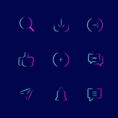 Icon set vector silhouette line pop art potrait logo colorful design with dark background. Abstract vector illustration. 