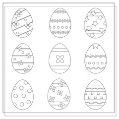 A coloring game for kids. Easter egg, color the eggs . Vector isolated on a white background. Vector isolated on a white background
