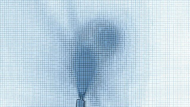 Stylization for drawing in a white-blue square matrix.
Smooth burning flame on a thin white candle. The fire above the candle is even, straight, elongated, sometimes twitching, the flame burns almost 