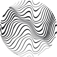 Flow Lines in Circle Form . Spiral Vector Illustration .Technology round Logo . Design element . Abstract Geometric shape . Striped border 