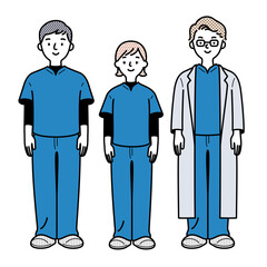 医療着の医者のイラスト