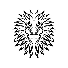 Lion tattoo on a white background. Maori-style lion face. Vector illustration.